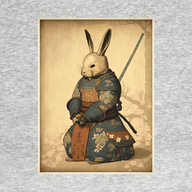 Art Nouveau Japanese Samurai Knight White Rabbit by entwithanaxe